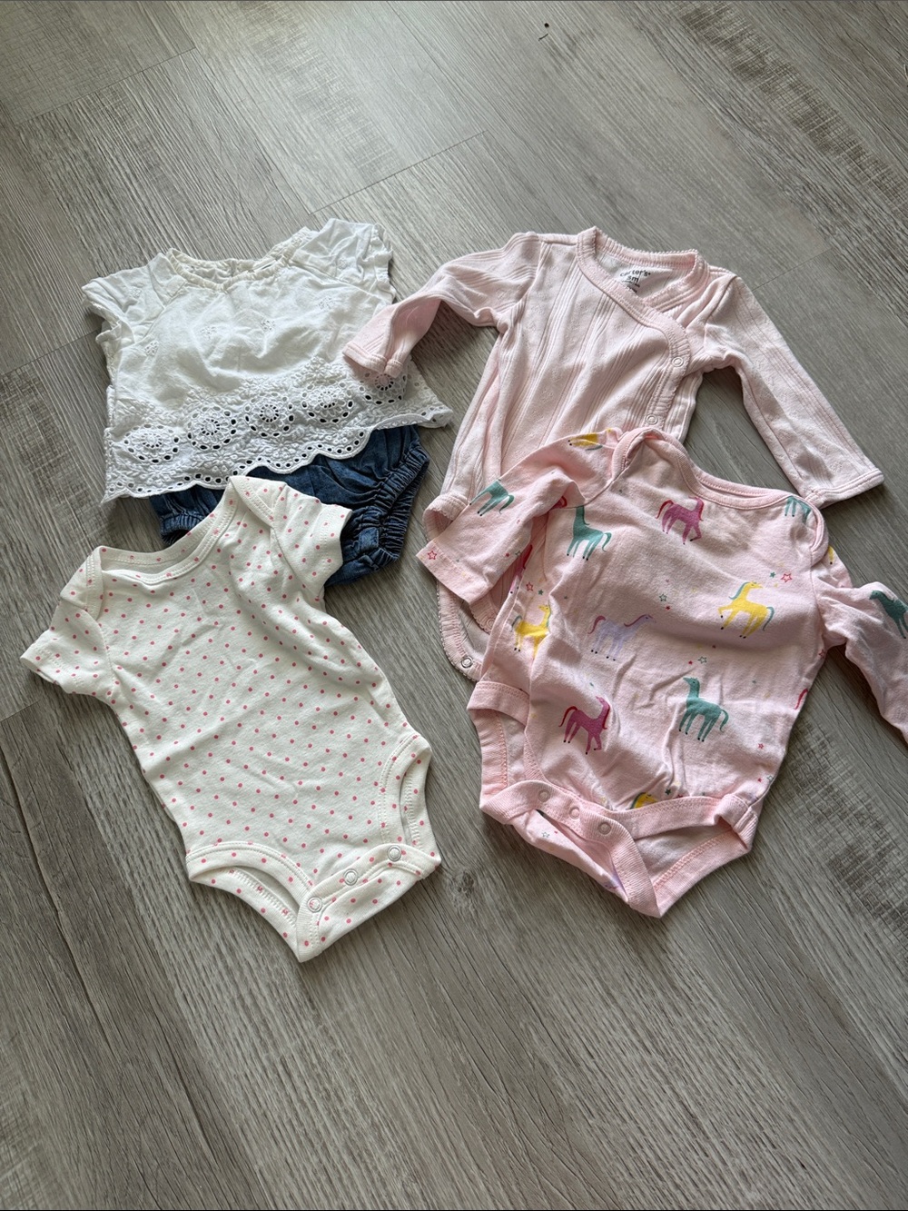 Unbranded Pink Long-Sleeve & Patterned One-Piece Bodysuit Set for Kids